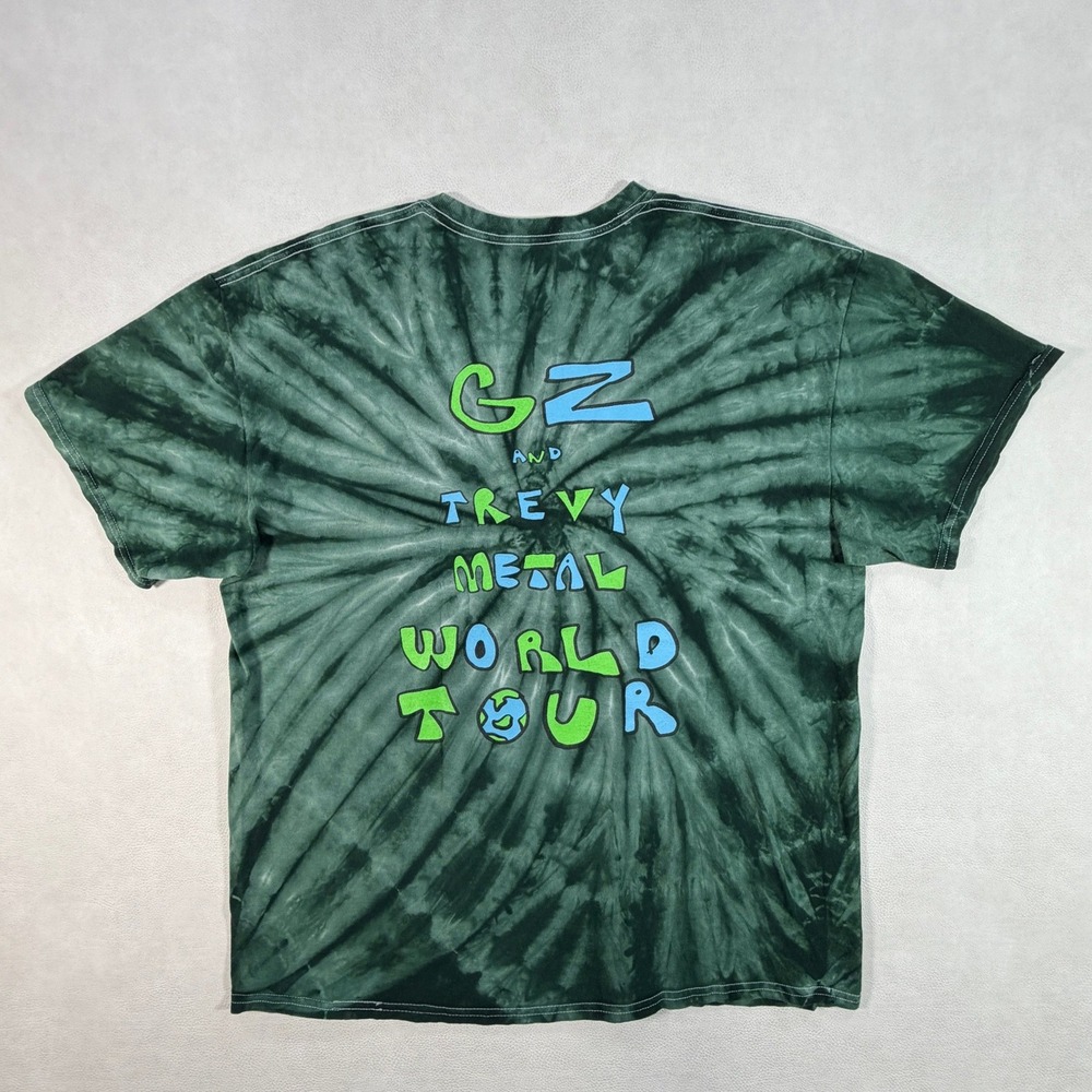 GZ and Trevy Metal World Tour Green Tie Dye Graphic T-Shirt Mens XL Gildan - Picture 2 of 14